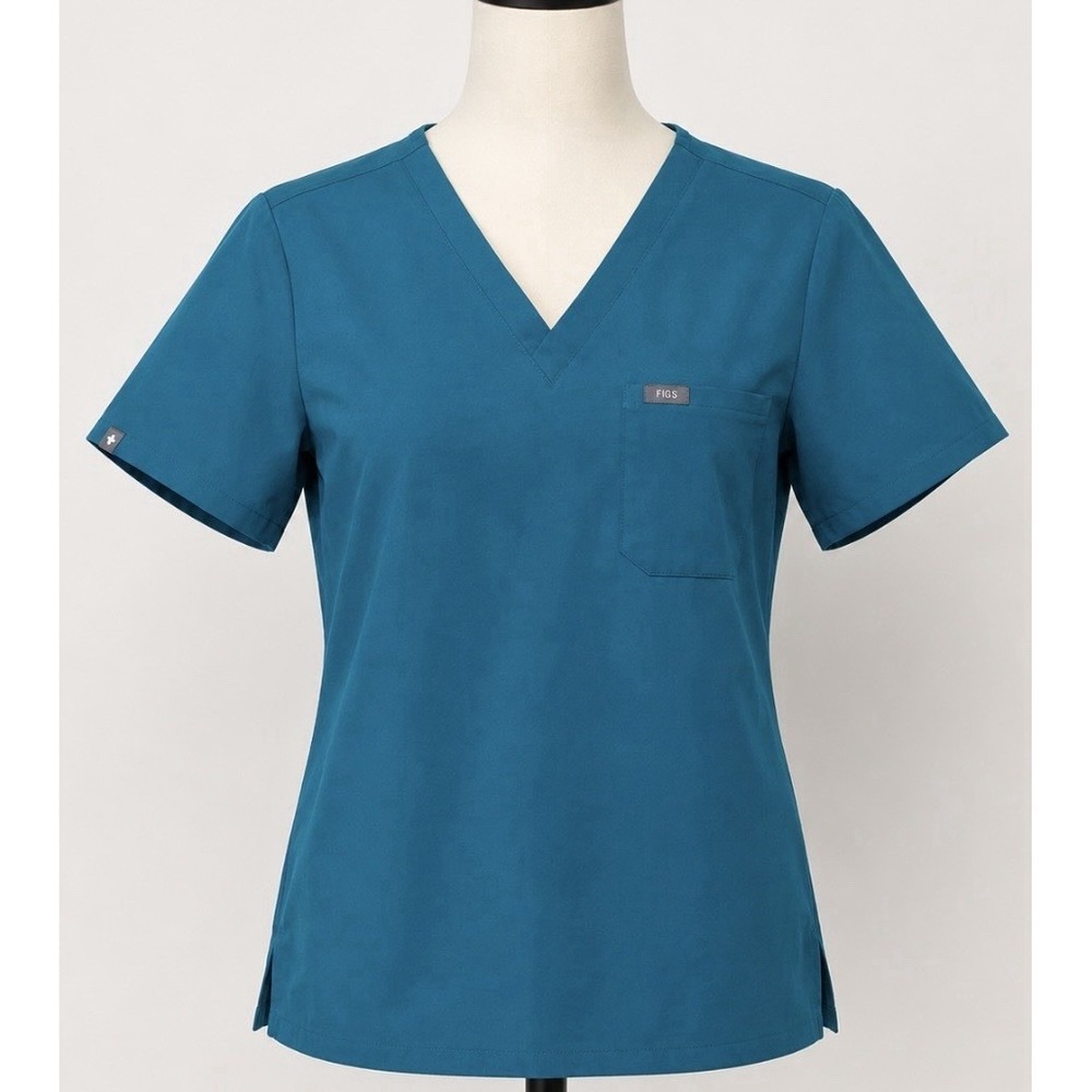 FIGS Women's Catarina Short Sleeve Scrubs Top Shirt Size Medium M Teal Green